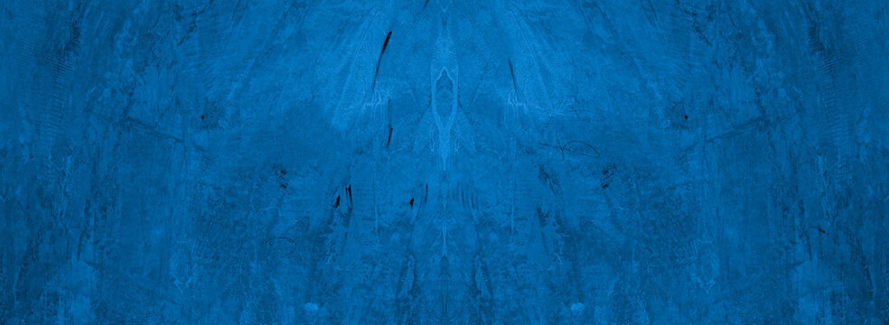 Naklejki Old wall pattern texture cement blue dark abstract  blue color design are light with black gradient background.