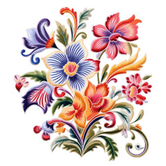 A floral pattern with leaves and flowers.
