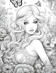 Princess coloring pages, Princess illustrations, beautiful princesses, Coloring princess, Coloring page Princess