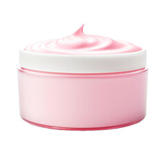 A pink and white container of cream isolated on transparent background