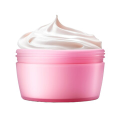 A pink and white container of cream isolated on transparent background