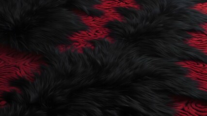 Red and black feathers designed in a random way. AI Generated