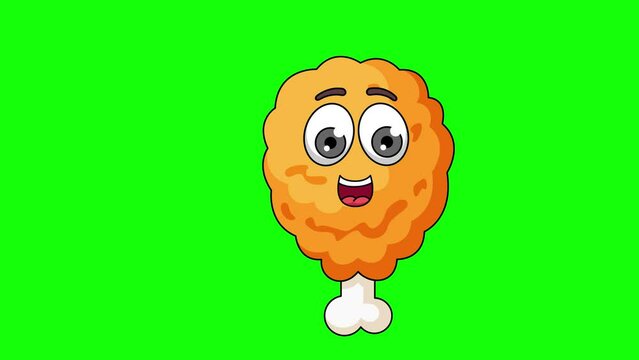 fried chicken cartoon animation holds a banner, emoji emoticon