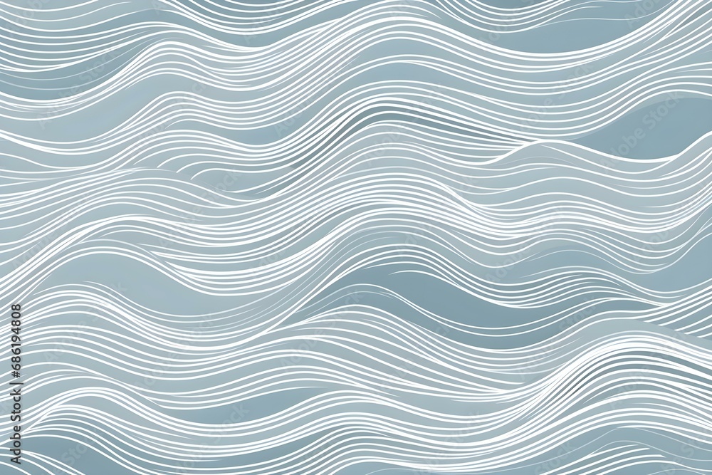 Wall mural waved background. hand drawn waves. seamless wallpaper on horizontally surface. stripe texture with 