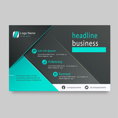 Business editable webinar horizontal banner template new design. Modern banner design with black and white background and yellow frame shape. Usable for banner, cover, and header.
