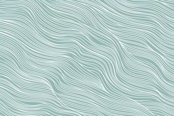 Fototapeta premium Waved Background. Hand Drawn Waves. Seamless Wallpaper on Horizontally Surface. Stripe Texture With Many Lines. Wavy Pattern. Line Art. 