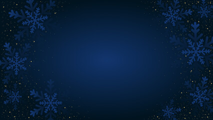 Navy christmas background with snowflakes and gold sequins - 686195288