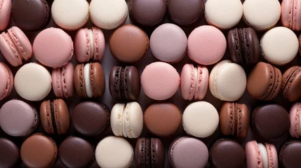  macarons pattern flat lay in neutral colors, 16:9 © Christian