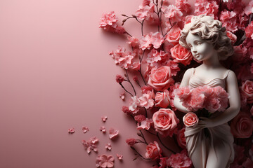 valentines day background, social media background for vday, full of romance cards with love, red rose and candles	