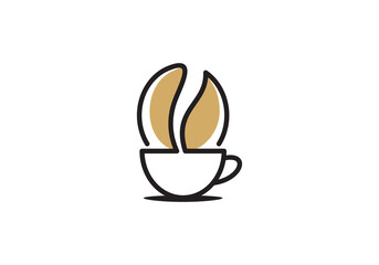 simple cup coffee bean logo design vector illustration
