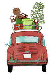 Retro Fiat 500 with Christmas gifts - 686196630