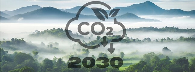 CO2 production by 2030, generated AI - obrazy, fototapety, plakaty