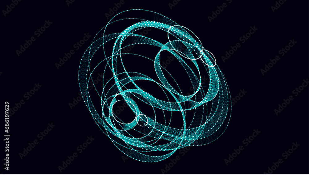 Aufkleber abstract blue sphere with connecting dots and lines. wireframe technology sphere. big data visualiza
