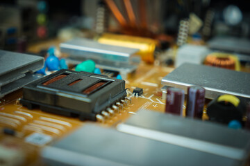 close up of computer motherboard