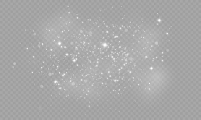 White Dust Light PNG.Light Effects Background. Glowing Christmas Dust Backdrop with Bokeh Confetti and Sparkle Overlay Texture, Ideal for Stock and Design Projects.	