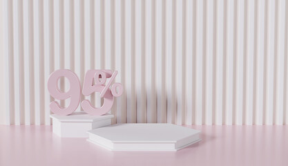 Minimal Display Podium Product with 95 Percent on Pink Background