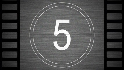 Old film movie timer count in grey retro style
