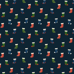 Christmas stockings vector. Colorful sock for winter holiday. Home decoration, for present. Merry Christmas. Christmas socks pattern.