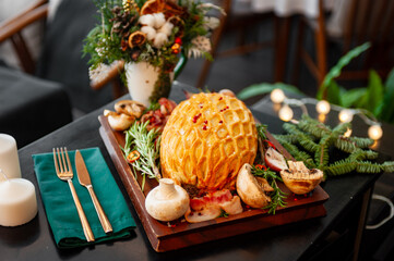 Traditional Christmas or New Year's pie.