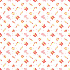  Seamless christmas pattern. New year background. Doodle illustration with christmas icons