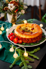 Traditional Christmas or New Year's pie.