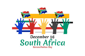 December 16, Reconciliation day of South Africa  vector illustration. Suitable for greeting card, poster and banner.