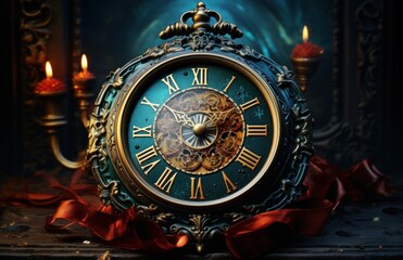 Obraz premium a christmas background with clock