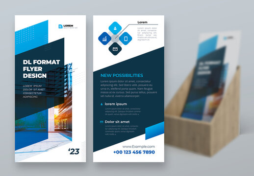 Business Dl Flyer Layout with Blue flat Dynamic Elements