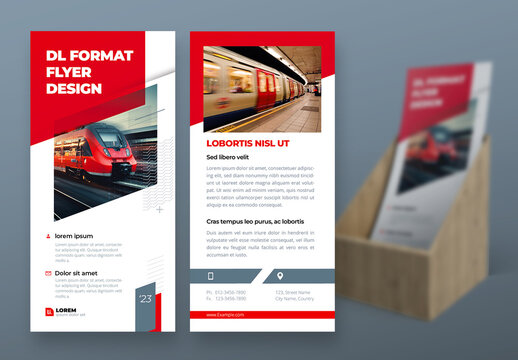 Business Dl Flyer Layout with Red flat Dynamic Elements