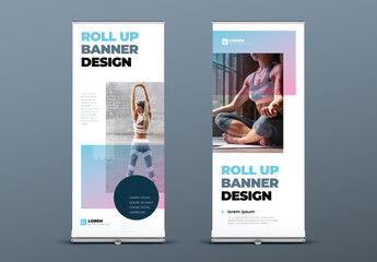 Business Roll Up Banner Layout with Blue Purple soft Elements