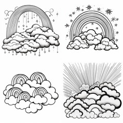 nube, clima, icono, vector, llover, ilustración, sol, símbolo, cielo, acomodador, firmar, borbotear, designio, dibujos animados, icono, nieve, habla, tempestad, arte, ambiente, elemento, nube, catarro - obrazy, fototapety, plakaty