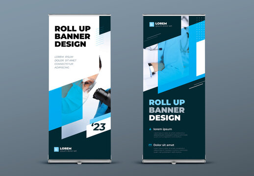 Roll Up Banner Layout with flat Elements