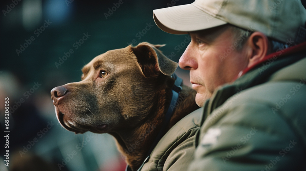 Poster a handler and dog in synchronized harmony, portraying the bond and unity achieved through training.