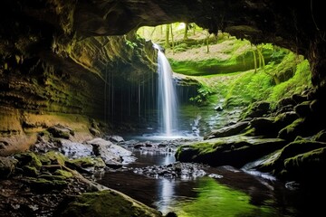 Fototapeta na wymiar Cave and waterfall