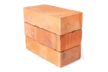 solid refractory clay brick used for the construction of fireplaces and stoves, on an isolated...