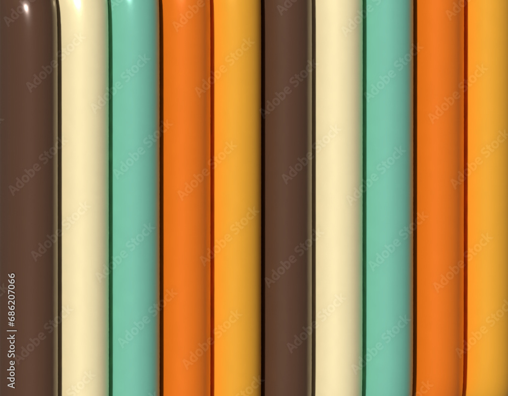 Poster inflated lines with a shiny surface, 3d rendering illustration