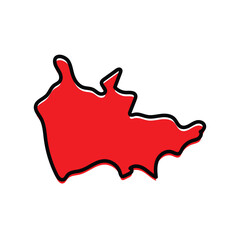 The Thaba-Tseka state of Lesotho country map illustration.