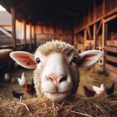 sheep in a farm animal background