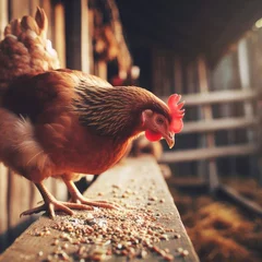 Foto auf Alu-Dibond chicken on a farm animal background © Садыг Сеид-заде