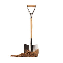 A shovel is leaning isolated on transparent background - obrazy, fototapety, plakaty