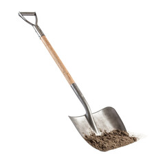 A shovel is leaning isolated on transparent background