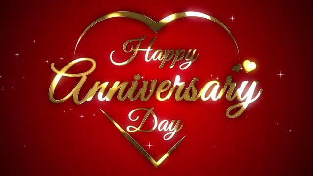 happy anniversary gold animated text happy wedding anniversary greeting animation gold red background with sparkling gold