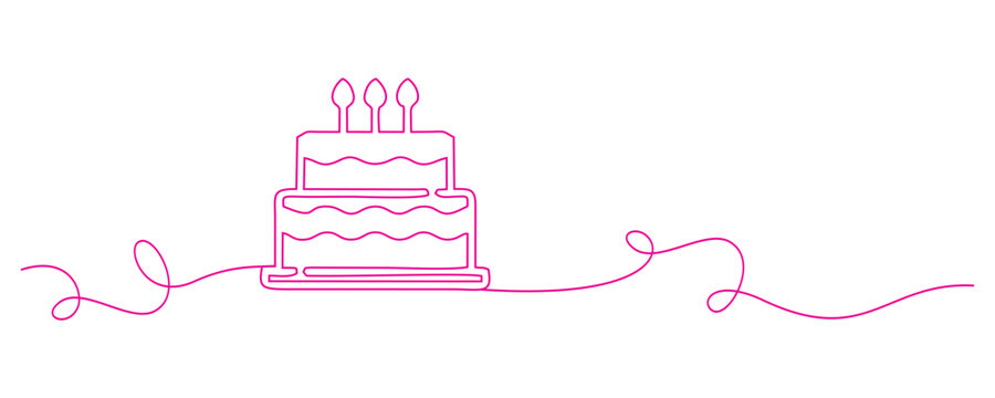 recommend clip art: Birthday cake line art illustration