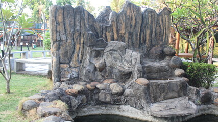 stone garden and water in playground
