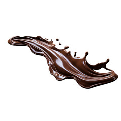 A stream of melted chocolate isolated on transparent background