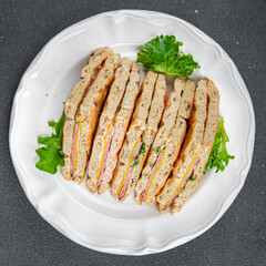 sandwich fast food ham cheese pork beef meat plate snack fresh eating cooking appetizer meal food snack on the table copy space food background rustic top view