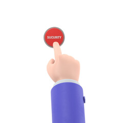 Security button. Hand pressing red button. Push finger. 3d illustration flat design. Beginning action,concept. Sos icon.Supports PNG files with transparent backgrounds.
