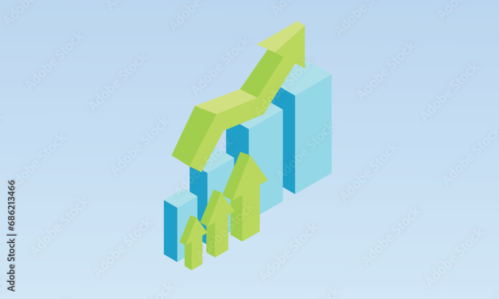Poster 3d minimal dynamics of course online graphics. trade arrow. exchange price chart.growth and changes 