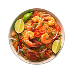 shrimp and crab linguine isolated on transparent background.
