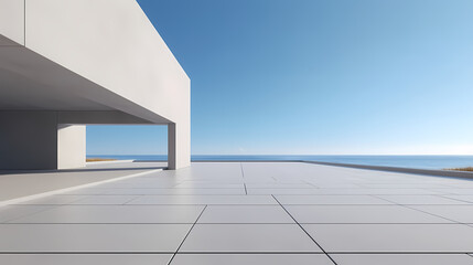 Obraz premium 3d render of abstract futuristic architecture with empty concrete floor